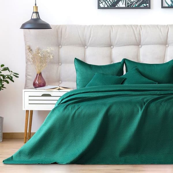 AmeliaHome Carmen 220x240 - mörkgrön melerad satinpolyester, vändbar mörkgrå melerad