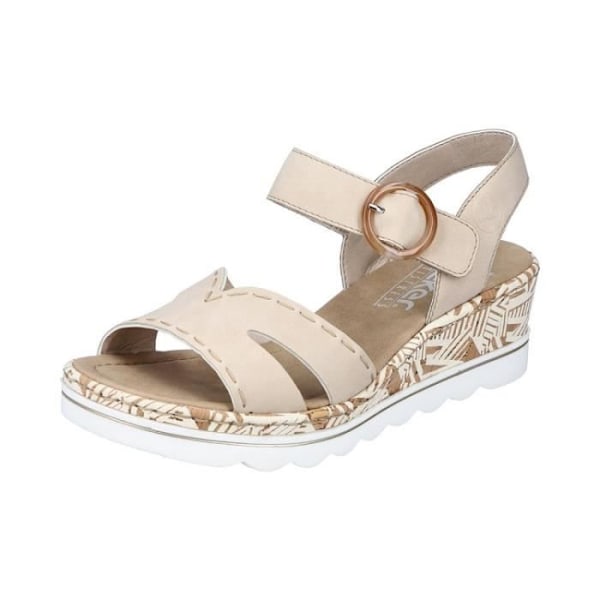 Damsandaler - RIEKER 67173 - 5 cm kilklack - Beige läder Beige 40
