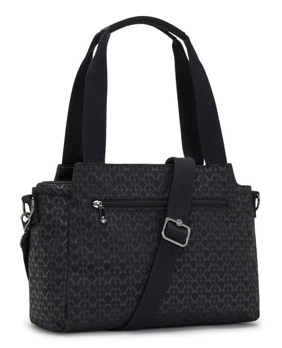 kipling Svart och grå axelväska för kvinnor - Basic Plus Elysia Shoulder Bag Signature Emb 232564 svart, grå