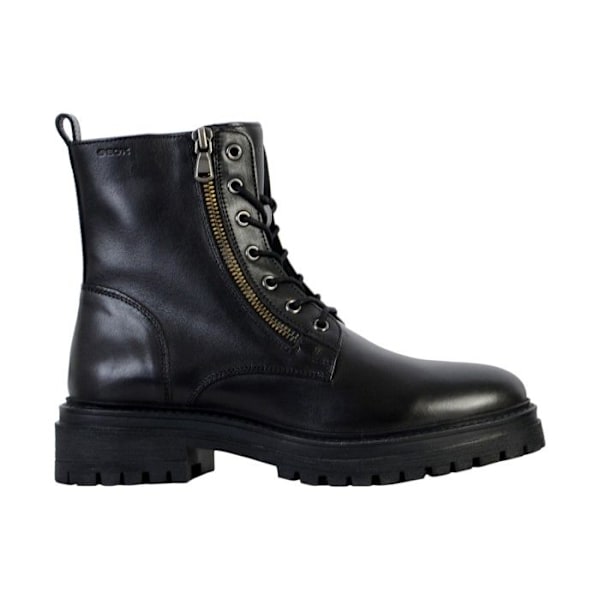 Bottiner - Geox - D IRIDEA - Läder Svart - Snörning/Dragkedja - Bred Klack 5 cm Svart 39