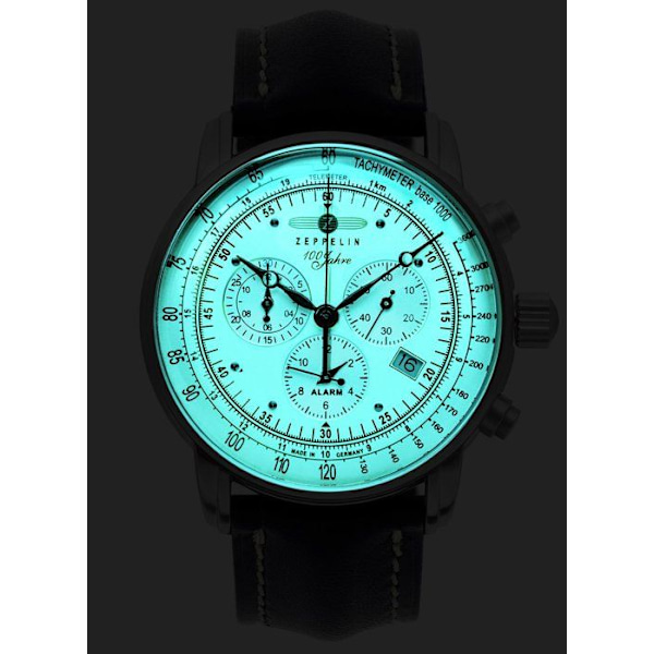 Chronograf Klocka för Män Zeppelin 100 År Zeppelin - 8680-3 Vit