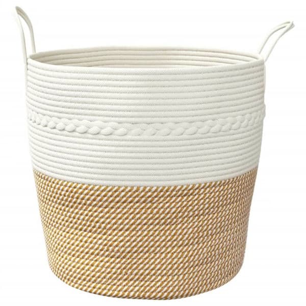 Brun och vit förvaringskorg Ø43x38 cm bomull