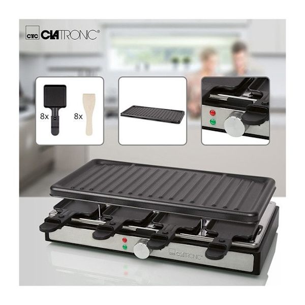Raclettegrill 8 personer Clatronic RG 3757 Svart