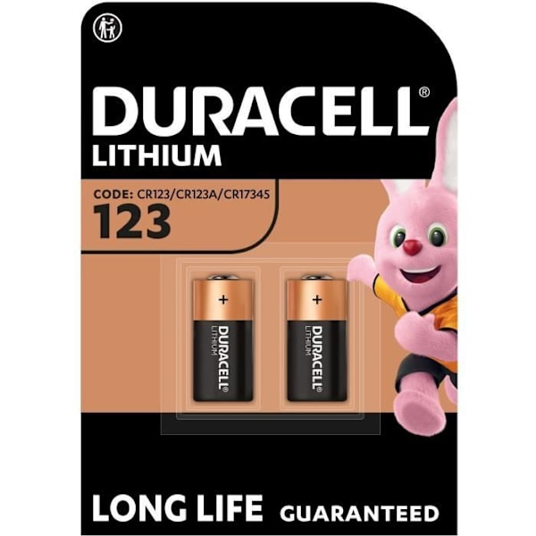 Duracell 123 3V högeffekts litiumbatterier, 2-pack (CR123 / CR123A / CR17345)