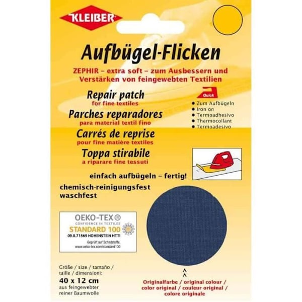 Patch thermocollant - KLEIBER - Zephir - 400 x 120 mm - Mörkblå - 100 % bomull mörkblå