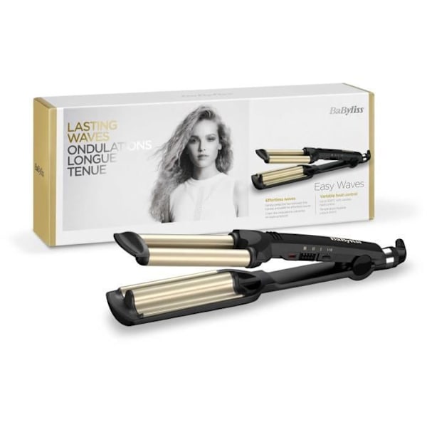 Easy Waves Styler - BABYLISS - C260E - Nano titanium keramik - 3 temperaturer 160°C, 180°C och 200°C Svart och guld