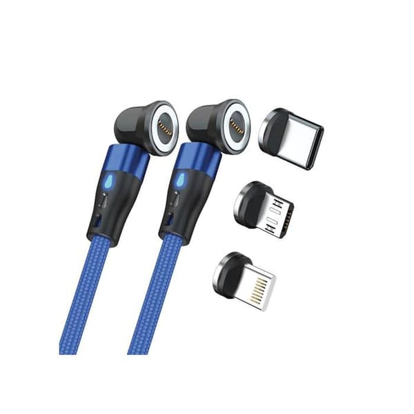 Magnetkabel - Realpower - 1 m - Blå - Adaptorer inkluderade