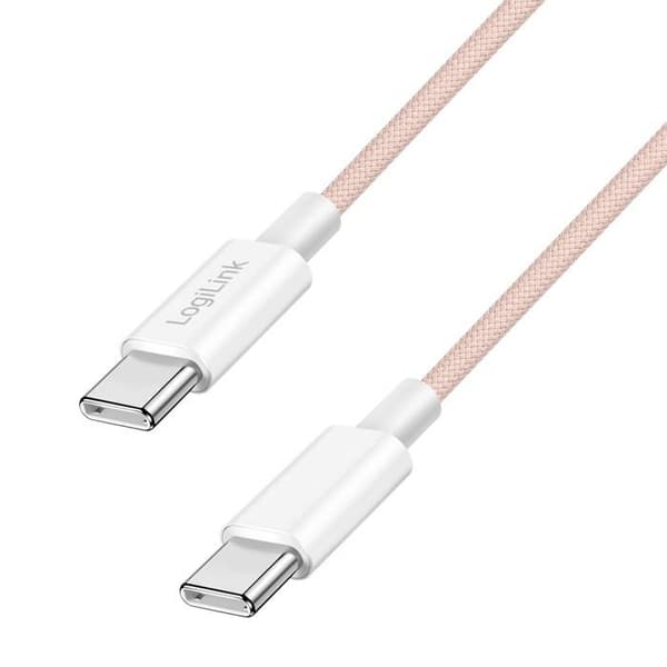 USB-C-kabel - Logilink - Nylon - 60W - Rosa - 1m