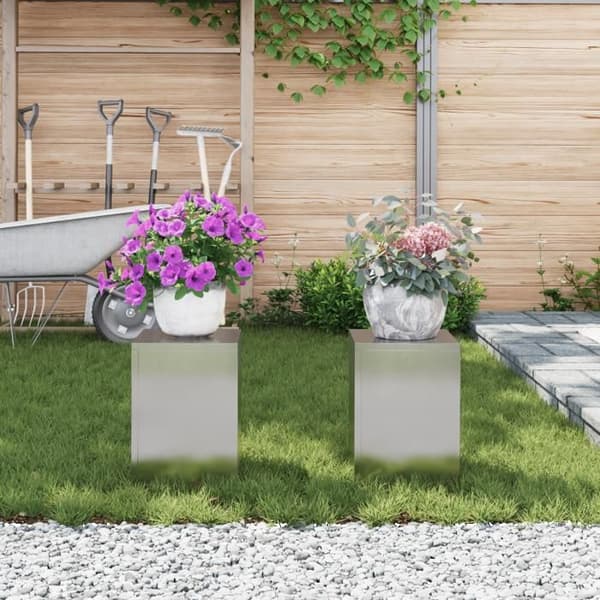 Kraftiga växtstöd - Pelare - Rostfritt stål - 24x24x35 cm - Set om 2 Silver