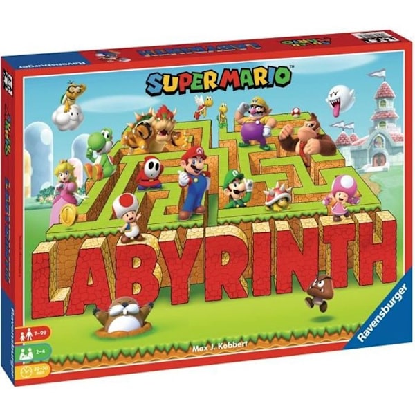 SUPER MARIO Labyrint, Familjebrädspel, Skattjakt i en rörlig labyrint, Från 7 år, Ravensburger Flerfärgad