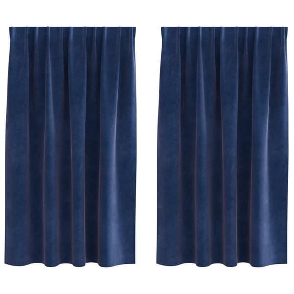 Mörkläggningsgardiner - Mörkblå sammet - 2 st - Tvättbar - Chic elegans Mörkblå