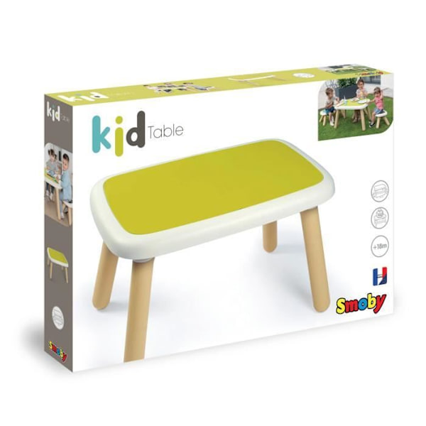 SMOBY - KID Grönt barnbord - Anti UV - 4 barn - Tillverkat i Frankrike Grön