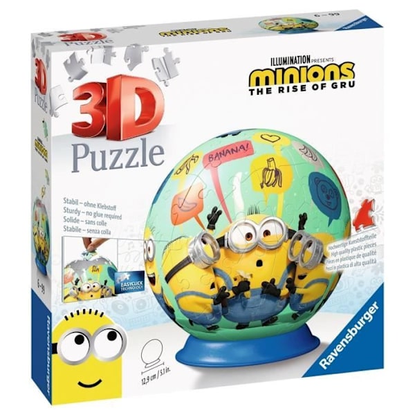 3D Ball Minions 2 Pussel - Ravensburger - 72 numrerade bitar - Från 6 år
