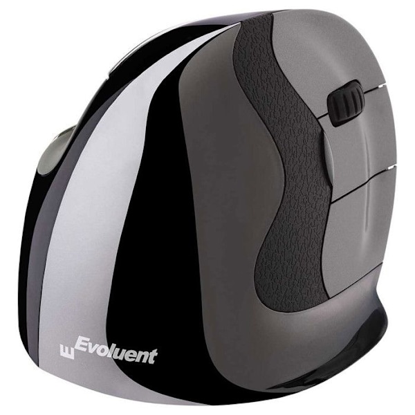 Evoluent VerticalMouse D Wireless Medium - Ergonomisk trådlös mus - högerhänt - 2600 dpi lasersensor - 5 knappar Grå