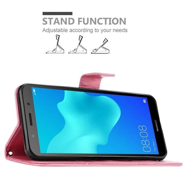 Fodral för Huawei Y5 PRIME 2018 / Y5 2018 i PINK BLOMMA Cadorabo Cover Protection Floral Rosa blommig