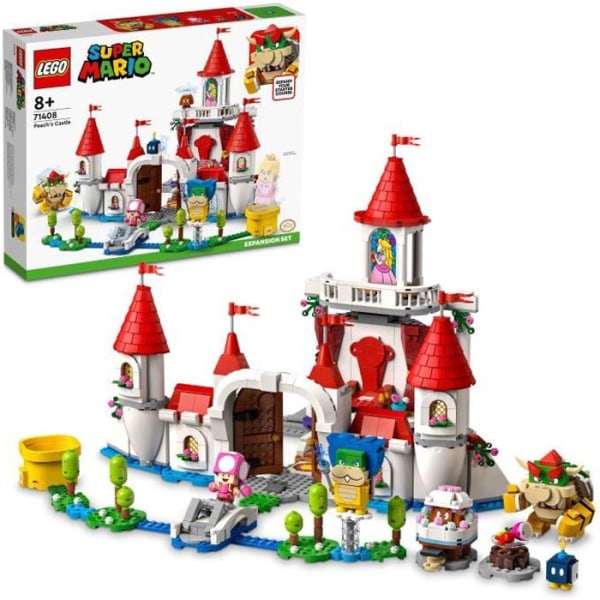 LEGO 71408 Super Mario Peach's Castle Expansion Set, Strong Castle Toy, Bowser Minifigure, Toadette, Child 8 Years