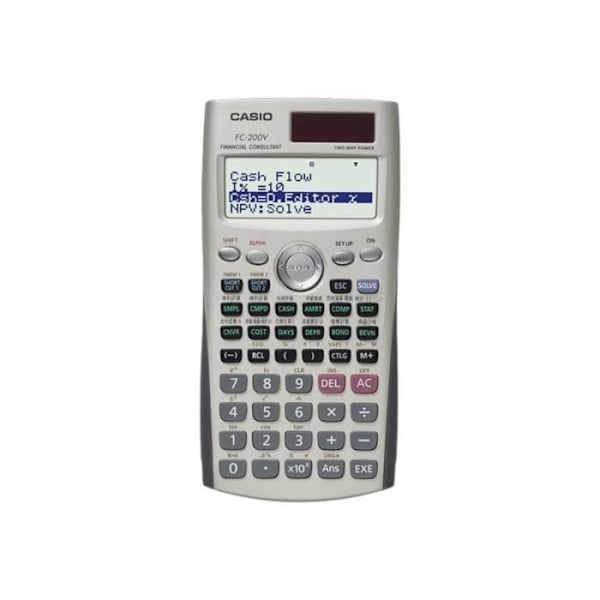 Casio FC-200V Finansiell kalkylator 10 siffror + 2 exponenter solpanel, batteri