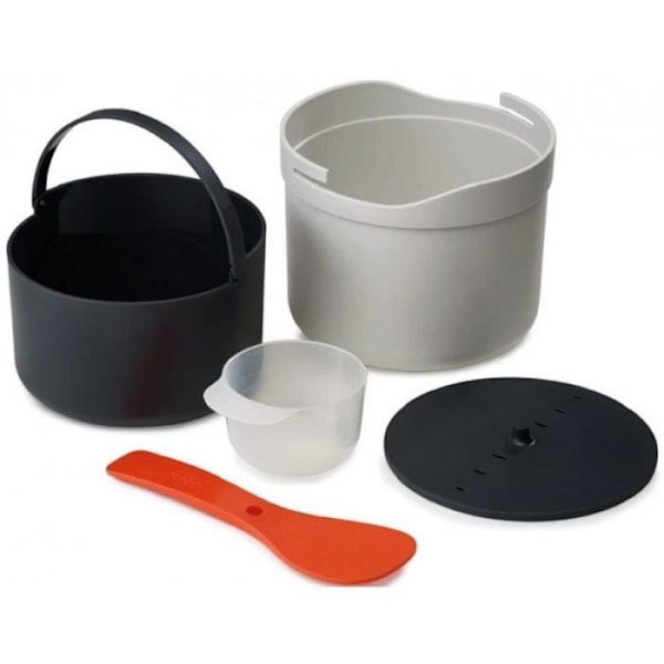 Mikroondscooker - Joseph Joseph - 2L - Färg sten/orange - Mångsidig sked - 4 personer sten / orange