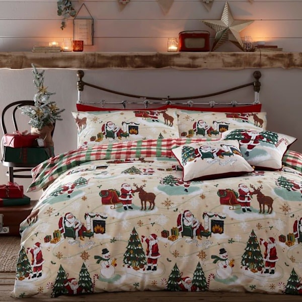 Furn. - JOLLYSA/D02/MUL - Jolly Santa dubbelsängset i bomull, polyester, flerfärgad