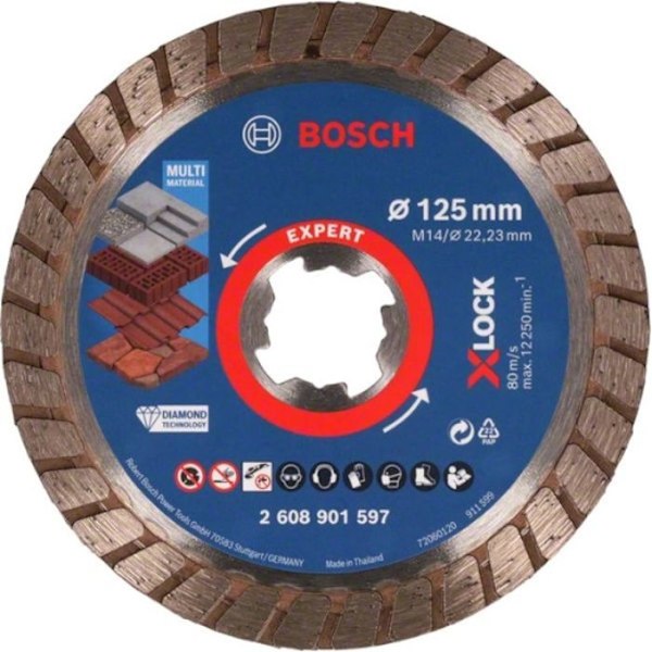 Diamantskiva expert multimatérial x-lock 125 x 22,23 x 2,4 x 12 mm. för små vinkelslipar