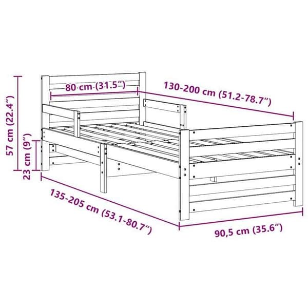 vidaXL Sängram Vit 80 x 200 cm Ingenjörsträ 877207