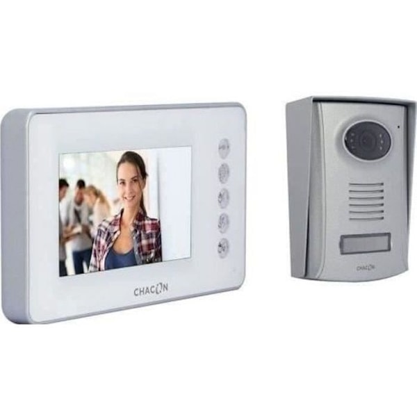 CHACON 4-tråds färg 4,3" handsfree videointercom med mörkerseende Vit