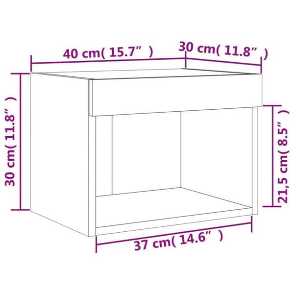 vidaXL Väggmonterade sängbord med LED-lampor 2 st rökig ek 837122
