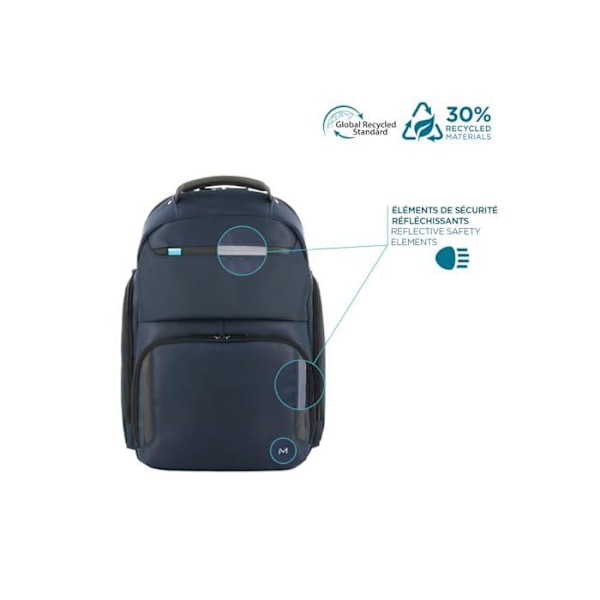 Ryggsäck - MOBILIS - Premium 14-16" - 30% Återvunnen - Optimalt Komfort - Nattlig Synlighet