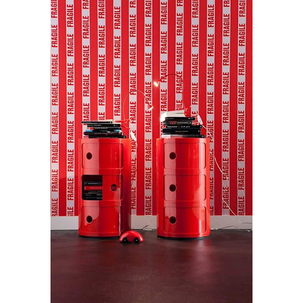 Liten Kartell förvaringsenhet - 496610 - Componibili, Container 2 element, Röd, Rund bas