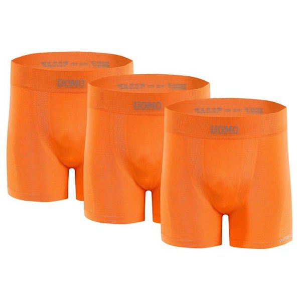 Sesto senso 3 Par Boxer Herrar utan sömmar Retro Kalsonger Bekväma Trunks Basist Kalsonger underkläder Uomo Orange S / M