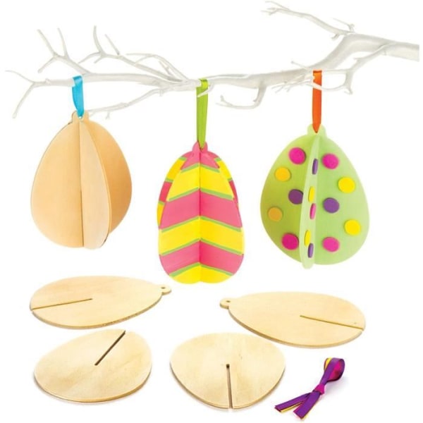 Baker Ross 3D träpåskägg - perfekt för påsk-vår-godispåsar eller barnpresenter