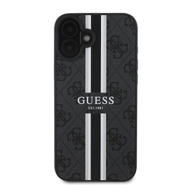 Skydd för iPhone 16 Plus - Guess Hardcase 4G Med Tryckta Randig MagSafe (GUHMP16MP4RPSK) - Svart