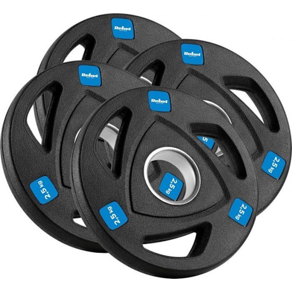 Barre - halter - vikt Rebel - RBA-2108 - Set av gummiklädda vikter 4x2,5kg, olympisk öppning 51mm, AKTIV