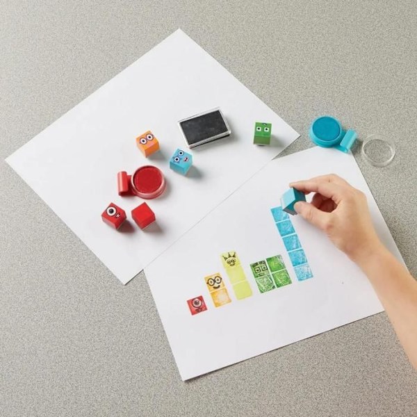 Kreativset - Lärresurser - Numberblocks Stampoline Park - 20 stämplar - 12 bläck - Blandat Ljusa färger