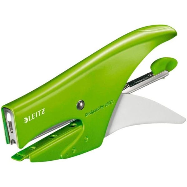 Leitz - 55312054 - Häfttång, Kapacitet 15 ark, Ergonomisk metallkropp, häftklamrar ingår, WOW, Grön,