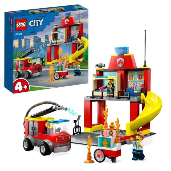 LEGO® City 60375 brandstation och brandbil, leksak för nödfordon, utbildningsspel, 4 år