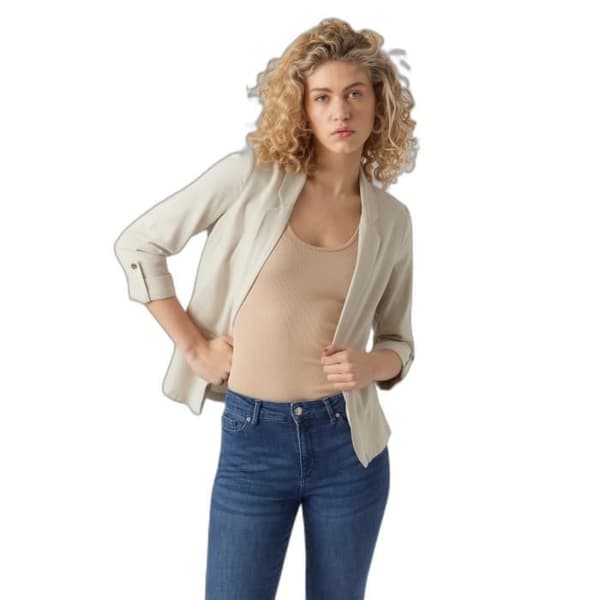 Vero Moda Jesmilo Blazer 3/4 dam - Klassisk vit « Silver Lining » L guldkant S