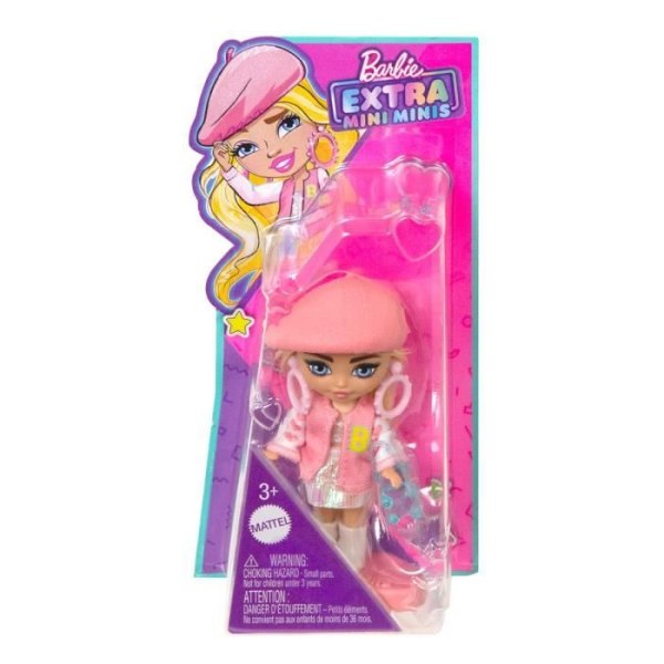 Barbie Extra Mini Mini Doll - MATTEL - HLN48 - 8,5 cm - Sparkling Pink - Diverse tillbehör