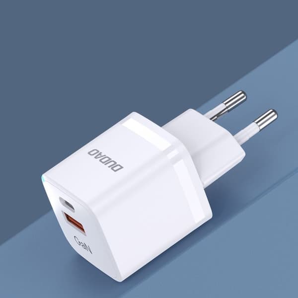 Väggladdare GaN 33W PPS USB-C USB-A vit