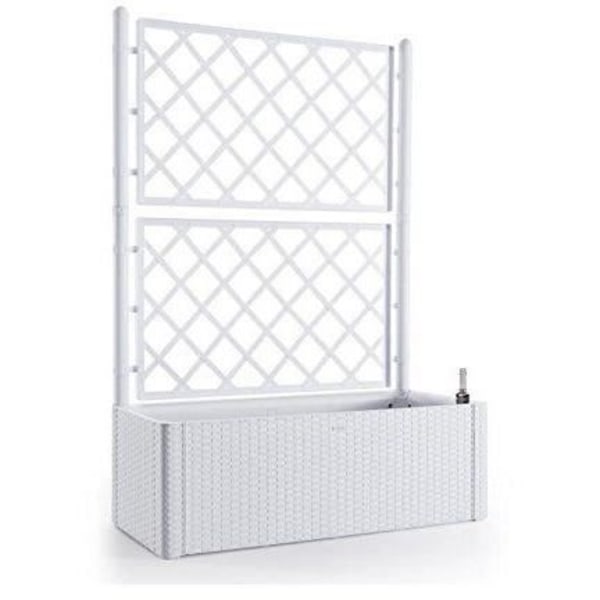 STEFANPLAST Natural Delux rektangulär blomlåda med spaljé - 100x43xH142cm - 90 + 6,5L i förvaring - Vit Vit