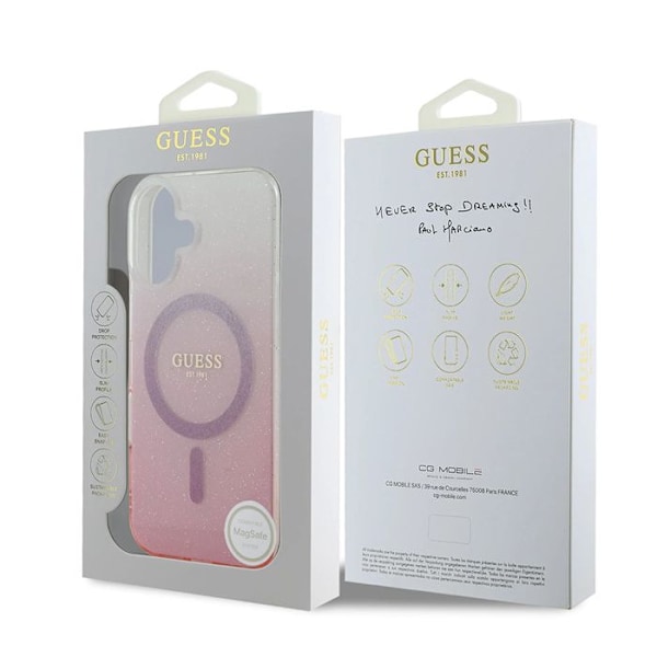 Coque Guess IML Glitter Gradient MagSafe för iPhone 16 Pro (brun)