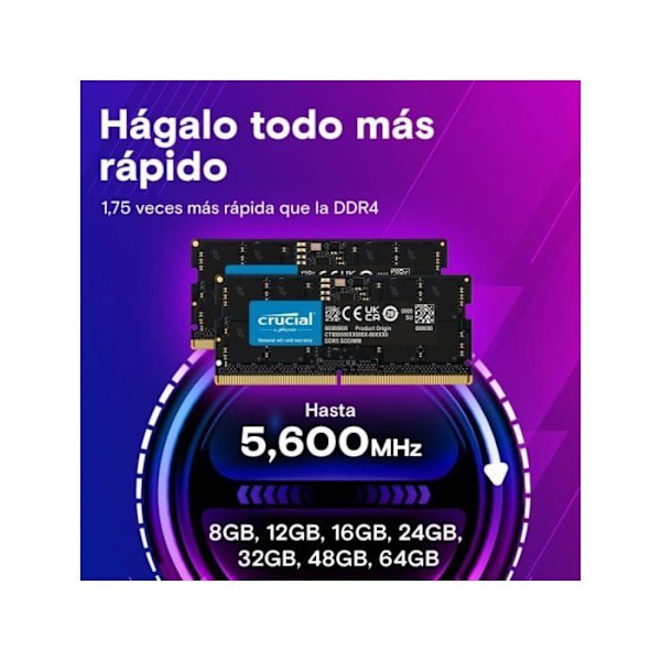 CRUCIAL 32GB DDR5 5600MHz (eller 5200MHz eller 4800MHz) RAM-minne för dator