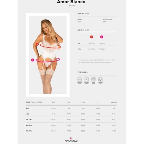Amor White Basque and Thong - S-M - Dam Vit S/M