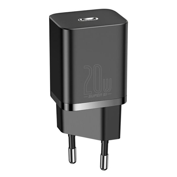Baseus 20W Fast Wall Charger + Lightning USB-C-kabel för iPhone 13 12 Pro Max 11 Mini 8 Plus Svart Svart