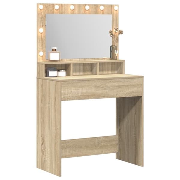 Coiffeuse med LED-lampor i Sonoma-ek 79x41x135 cm