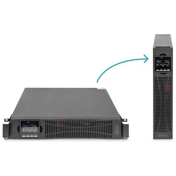 DIGITUS OnLine UPS - 1,5 kVA - 1,5 kW - 2U 19 tums montering - Äkta dubbelkonverteringsteknik - Trådlös strömförsörjning
