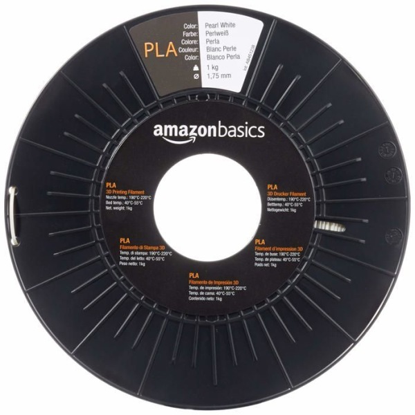 Grundläggande 3D-skrivarkabel - PLA175pw1000 - Amazon PLA 3D-skrivarfilament, 1,75 mm, spole, 1 kg, pärlvit