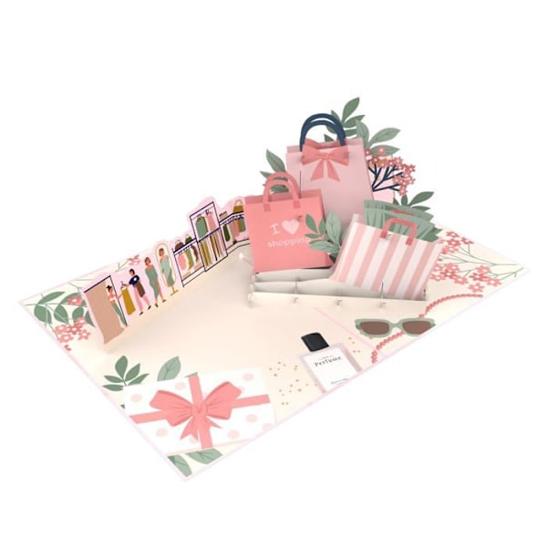 Mokio - DDD-097 - ® Pop-Up Shopping Kort, 3D Presentkort för en shoppingtur, Grattiskort till födelsedag