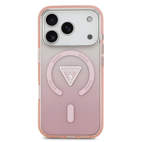 Coque Guess IML Gradient Triangle Logo MagSafe för iPhone 17 Pro - Rosa Rosa