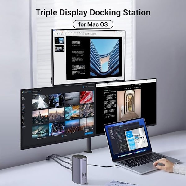 Hub USB-C - Ugreen - Revodok 12 i 1 - PD 100W - Trippel visning - 8K